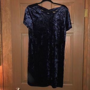Blue velvet T-shirt dress
